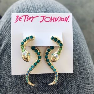 BETSEY JOHNSON PAVÉ CRYSTAL SNAKE EARRINGS